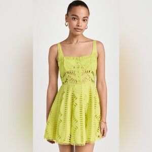Charo Ruiz Neon Lime Eyelet Cutout Mini Dress